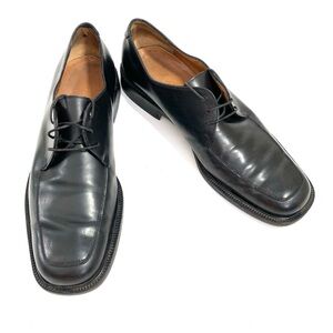 Vintage Salvatore Ferragamo Studio Black Leather Oxford Square Toe 9 D Italy